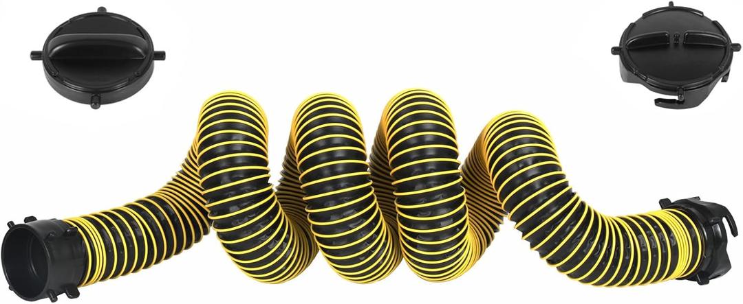15FT RV Sewer Hose Extension, 24-Mil Heavy Duty TPE Material for Abrasion Resistance and Crush Protection, Camper RV Extension Hose with Pre-Attached Bayonet Fittings, Yellow