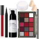 UCANBE Red Halloween Makeup Kit  Clown Vampire Joker Demon Makeup Set for SFX Costume Cosplay with Eyeshadow Palette, White Foundation, Red Liquid, Black Eyeliner, Setting Powder & Sponges