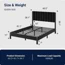 Avenco Queen Size Bed Frame with Velvet Upholstered Piano Keys Headboard, Metal Platform Bed Frame with Metal Slats for Bedroom Furniture, Black