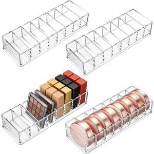 Foraineam 4 Pack Acrylic Compact Organizer Cosmetics Beauty Care Powder Holder Blushes Highlighters Eyeshadow Makeup Organizer