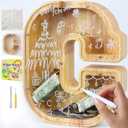 Large Letter Piggy Bank for Kids Boys Girls Wooden Personalized Piggy Banks A-Z with Target Area Clear Alphabet Banknote Coin Banks for Gift Decoration Baptism (C)