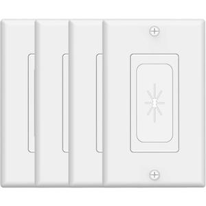 VCELINK Wall Plate Cable Pass Through, Single Gang Decorator Wall Plate Cover, Flexible Rubber Wall Grommets Insert for Low Voltage Cables, Wall Mount TV, Home Theater System, White (White-4 Pack)