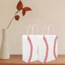 2 x STOBOK 12Pcs Baseball Party Favor Bags White Paper Bags with Handles for Sports Themed Birthday Party, Team Celebrations, Baby Shower, Snacks, Gifts, and Treats Storage