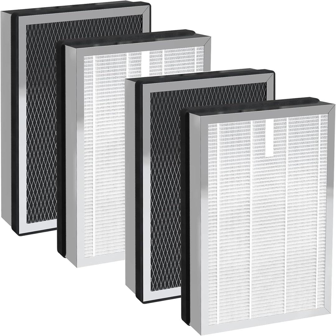 4 Packs 25 Air Purifier Replacement Filter, Compatible with MA Series Air Purifier 25 S1/W1/B1, 3 in 1 Pre-filter, Made of Activated Carbon Filter and H13 True HEPA Filter