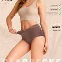 Womens Underwear Bamboo Rayon High Waisted Full Coverage Panties Soft Breathable Stretchy Comfort Briefs 5 Pack (L)