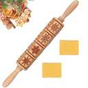 XINBADA Christmas Snowflake Embossed Rolling Pin - Perfect Christmas Baking Supplies for Cookie Decorating, Wooden Rolling Pin for Cookies & Pastries, Christmas Theme Cookie Mold