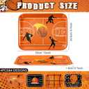 4 Pieces Basketball Serving Trays - Sports Melamine Platters Reusable Rectangle Party Trays for Basketball Sports Theme Party Food Dessert Serving Supplies, 13 x 9.7 inch