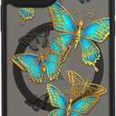 LUHOURI for iPhone 12 Mini Case Cute - Wireless Charing Compatible,Trendy Floral Design for Women Girls,Military-Grade Shockproof Not-Slip Matte Phone Cover, Elegant Butterflies
