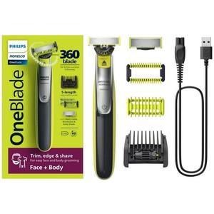 360 Face + Body, Hybrid Electric Trimmer for Men with 5-in-1 Hair Trimmer Kit, QP2834/70, Includes 2 Blades, Includes A 5-in-1 Stubble Comb + 1 Body Comb
