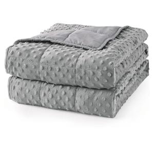 Weighted Blanket for Adults Queen Size 15 lbs, Soft Cooling Heavy Minky Blanket for Sleep, Washable Throw Blanket with Glass Beads, 60 x 80 Inches, Grey