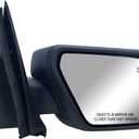 Replacement Passenger Right Side Door Mirror Textured Cover Manual Folding With Blinker and Power Adjust with Heated Glass and BLIS (Blind Spot Light),Puddle Light for Ford F-150 from 2021 to 2023