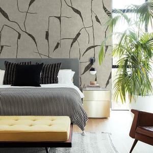 RoomMates RMK12208M Nikki Chu Taupe and Black Peel and Stick Wallpaper Mural (120" x 180")