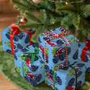 RUSPEPA Monster Truck Christmas Wrapping Paper Roll, Mini Roll, Red Truck with Christmas Tree and Snowflake, Blue Gift Wrap for Kids, Boys, Friends, Family, Xmas Holiday Gifts, 17 Inches x 16.4 Feet