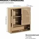 RUSTOWN Fluted Bathroom Wall Cabinet, Mid Century Modern Medicine Cabinet W/Adjustable Shelf & 2 Arched Doors, Over The Toilet Storage Cabinets, 23.6"W x 7.9"D x 24.6"H, Natural Oak