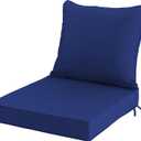24x24 Inch Outdoor Chair Cushion with Removable Cover, Patio Furniture Cushion - Water-Repellent, Fade-Resistant, Non-Slip Bottom & Straps, Replacement for Deep Seat Sofa & Couch - Navy