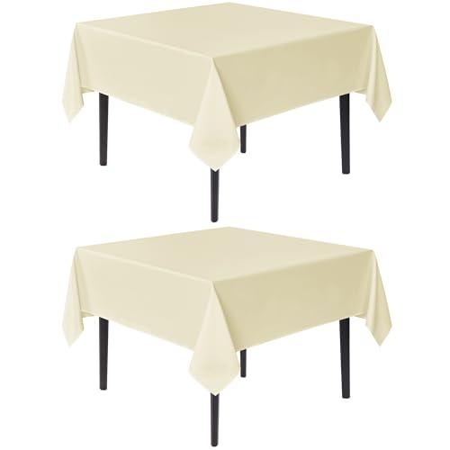 sancua Square Tablecloths 54x54 Inch, 2 Pack - Beige Fabric Table Cloth for Square or Round Tables, Washable Polyester Table Cover for Dinner, Holiday Party, Decorative Display Tables