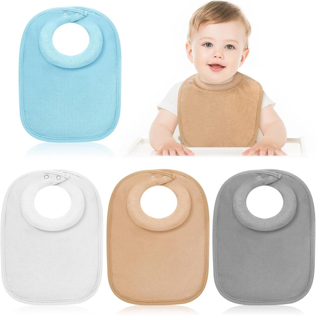 4 Pcs Baby Feeding Bibs for Drooling and Teething Comfi Neck Baby Bib with Padded Collar Absorbent (Boy Color)