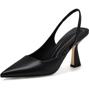 Coutgo Womens Slingback Stiletto High Heels Closed Pointed Toe Pumps DOrsay Sexy Office Dress Shoes (10, Blackpu)