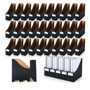 50 Pcs Cardboard Magazine Holder Magazine File Holder Magazine Storage Box Document Magazine File Organizer with 50 Pcs Labels for School Office Home Supplies (Black)