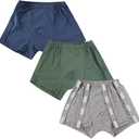 3 Pack Post Surgery Boxer Briefs for Men, Adaptive Incontinence Underwear, Tear Away Underpants for Patients (S)