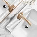 Stone Faucet Mat for Kitchen Sink - Quick Dry Diatomite Sink Splash Guard, Prevents Moisture Buildup & Water Stains, Water Absorbing Stone Tray for Bathroom Countertop (White, 20" x 4")