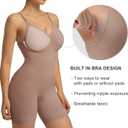 SHAPERX Women's Seamless Shapewear Tummy Control Bodysuit with Removable Pads Mid Thigh Body Shaper (Brown, S)
