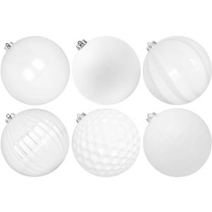 Extra Large Size Outdoor Christmas Ornaments, Oversized Huge Big Shatterproof Xmas Christmas Plastic Balls for Outside Lawn Yard Tree Hanging Decorations (6"/150mm, White, 6 Packs)