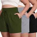 Neer 3 Pack Women's Plus Size Sweat Shorts, Drawstring Lounge Shorts Casual Summer Lightweight Soft Shorts with Pockets M