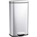 Arlopu 13.2 Gallon Step Trash Can, Stainless Steel Garbage Bin, Soft-Close Rubbish Bin with Removable Plastic Inner Bucket, Fingerprint-Proof, Lid Dustbin, Suit for Kitchen Home (Silver, 50L)