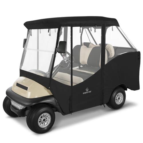 Golf Cart Enclosure 4 Passenger Short Roof 58” for Club Car Precedent Tempo 2+2 Seater,600D Clear Rain Cover Driving Enclosure,Roll Up 4 Sided Transparent Windows&Door,Side Mirrors Zipper Openings