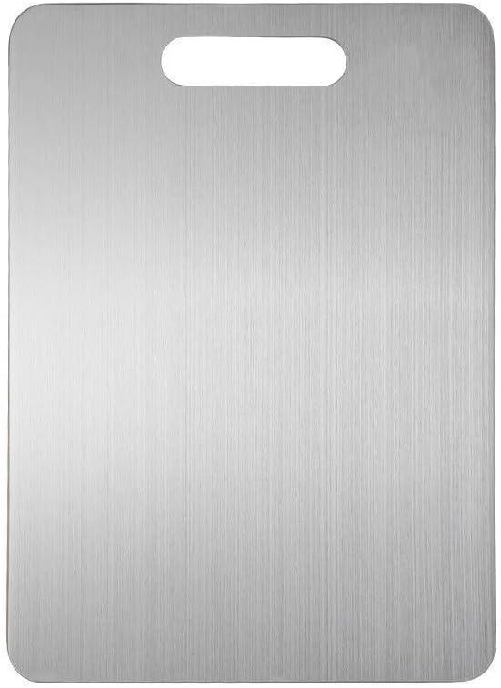 Stainless Steel Cutting Board, Large Kitchen Chopping Board with Handle, Silver 11in*7.8in