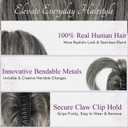 BARSDAR Claw Clip Short Human Hair Gray Ponytail Extension - 8 Inch DIY Styles Claw Clip Real Human Hair Grey Messy Bun Hairpieces for Women - Bendable Metals Thick Natural Short Gray Ponytail Daily