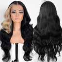 13x6 Skunk Stripe Wig Glueless Lace Front Wigs Pre Plucked Synthetic Body Wave blonde wig Wear and Go lace front wig for black women