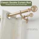 Double Curtain Rods 72 to 144 Inches(6-12feet) for Window, Adjustable Telescoping Drapery Rod with Aluminum Alloy Brackets, 1 Inch Diameter Front, 5/8 Inch Diameter Back Pipe, Champagne Gold