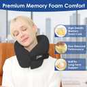 jiaao Travel Pillow Memory Foam Neck Pillow for Airplanes with Adjustable Neck Support, Includes Eye Mask, Earplugs & Storage Bag - Perfect for Flights, Road Trips, and Trains