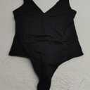 Women’s Sexy Deep V Neck Sleeveless Bodysuits Double Lined Backless Basic Tank Thong Body Suits for Going Out M