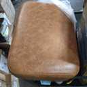 Small Footstool Ottoman PU Leather Footrest Modern Square Stool for Living Room Bedroom, Light Brown
