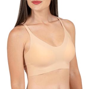 Seamless Padded Bralette - Wireless Full Coverage Bra, Adjustable Straps, V-Neck Comfort for Everyday Wear (L)