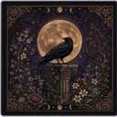 Boho Dark Gothic Raven Moon Floral Mahjong Mat 31.5"x31.5"