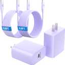 45W Super Fast Charger Type C, [2 Pack] 45 Watt USB-C Charger PD/PPS Wall Charging Block for Samsung Galaxy S25 Ultra/S24/S23 Ultra/S23+/S22 Ultra/S22+/S20 Ultra, Tab S8(Purple, with 2X 6.6ft Cable)