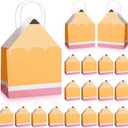 Small Gift Bags Pencil Shaped Teacher Bags Bulk with Handle Mini Candy Boxes Halloween Christmas Gift Bag for Classroom Decorations (15x8x21cm, 12 Pcs)
