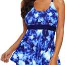 Zando Womens Tankini Swimsuits for Women 2025 Tummy Control Swimsuit Bathing Suit Top with Boyshorts Flowy Women' Swimwear (Medium, A01 Starry Blue)