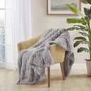 Serta Mila Shaggy Heated Throw Blanket - Soft Faux Fur Heated Blanket, Fast Heating, Auto Shut Off Timer, Low EMF, 5 Heat Setting, ETL Certified, Machine Washable Electric Blanket, Ash Grey 50"x60"
