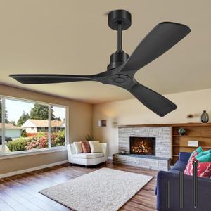Forrovenco 60 Inch Ceiling Fans With Remote, 3 Wood Blades 60" Matte Black