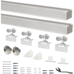 DIYHD 72" Ceiling Mount Bypass Pocket Door Sliding Hardware Kit (No Door)