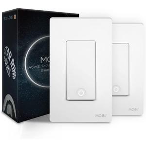 MOES Smart Light Switch, 2.4Ghz Wi-Fi Light Switch Compatible with Alexa, Google Assistant, Smart Switch Single Pole & 3-Way, Neutral Wire Required, No Hub Required, 2 Pack (Medium)