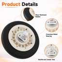 4Pcs Dryer Roller Kit Compatible with GE Front Load GFD65ESPN0SN GFD85ESPN0DG GFDR270EH0WW GFD65ESPVODS GFD85ESPN0RS GTD84ECPN1DG PDT60EBSR1WS GTD65GBPLDG Replace#: WE03X10016 WE01X10385