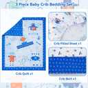 Viviland 3 Pieces Baby Bedding Set for Boy Girls, Baby Bedding Set for Newborn, Infant & Toddler - Robot