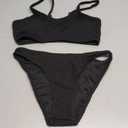 Fanuerg Women's Ribbed Bikini Sets Scoop Neck Cheeky Swimsuit Textured Two Piece Bathing Suit Black S