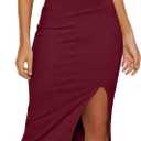 WAYMAKER Women's Sexy V Neck Spaghetti Strap Sleeveless Wrap Ruched Side Slit Bodycon Cocktail Party Wedding Guest Dress (X-Small, Wine Red)